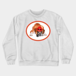 Funny Boxer in Red Hat! Especially for Boxer dog owners! Crewneck Sweatshirt